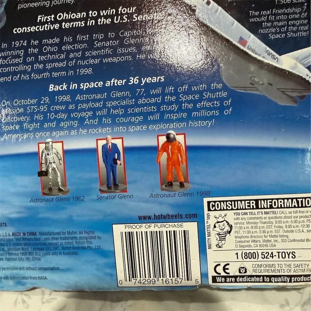 Hot Wheels Action Pack John Glenn Great American Hero 1998 Set